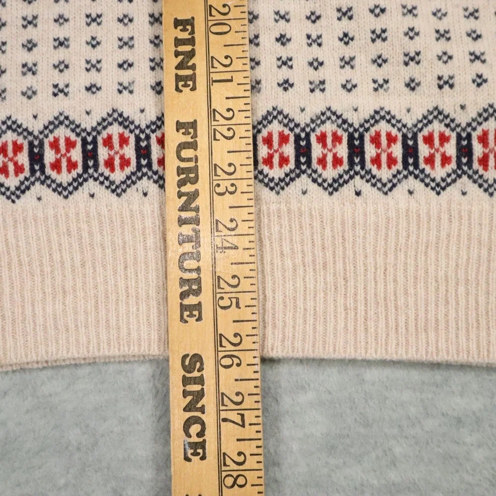 J.Crew Fair Isle 100% Lambswool Crewneck‎ Sweater Mens Medium Navy Cream Nordic